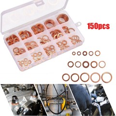 150PCS M5-M22 Copper Crush Washer Gasket Set Flat Ring Seal Assortment Kit USA