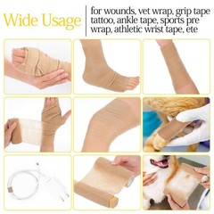 24 Rolls Self Adhesive Bandage Wrap, Vet Wrap 4 Inch 4 x 5 yards, Beige