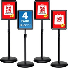 Adjustable 4-Pack 8.5×11 Inch Sign Holders – Floor Stand for Indoor/Outdoor Use