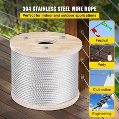 VEVOR T304 3/16″ Stainless Steel Cable Wire Rope 7×19 250FT Railing Kit