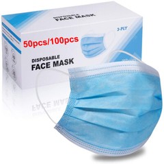 [50/100 PCS] Face Mask Disposable Non Medical Surgical 3-Ply Earloop Mouth Cover
