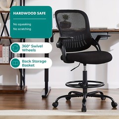 Tall Office Chair Tall Standing Desk Chair Counter Height Adj. Mid Back Mesh
