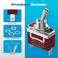 2 Pin SPST Heavy Duty Rocker Toggle Switch 20A 125V/15A 250V ON/OFF for Car Boat