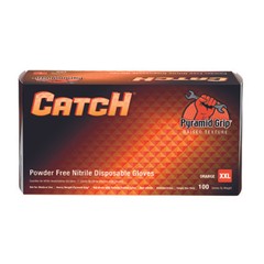 CATCH Nitrile Disposable Gloves w/ Pyramid Grip Texture Orange 9 Mil Box of 100