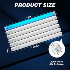 COOSPIDER T8 F10 U/V BL 10W Replacement Light Bulb, CFL 10w-6-packs