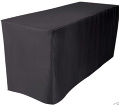 8′ ft. Fitted Polyester Table Cover Wedding Banquet Event Tablecloth BLACK
