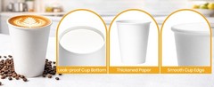 Paper Coffee Cups 12 oz, 100 Pack White Disposable Cups for Hot & Cold