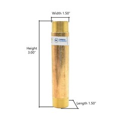 Thrifco 5320083 1-1/2 inch x 3 inch Brass Nipple