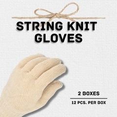 Cotton Blended String Knit Gloves Womens Small Size Tan 24 Pairs
