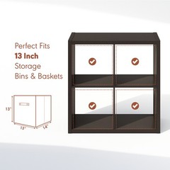 Furinno CUBICLE Vintage Vinyl Record Media Storage Organizer 4-Cube Dark Oak