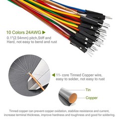 40pcs 10cm Male to Male Tinned Copper Jumper Wires for Arduino & Raspberry Pi