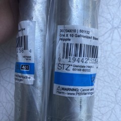 2x STZ 501132 Steel Pipes Nipple 3/4″ x 10″ Threaded Schedule 40 Gas Air Pipe