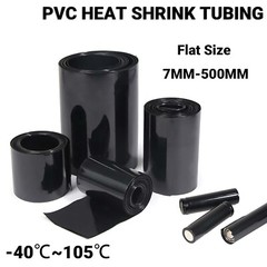 PVC Heat Shrink Tubing Wrap RC Battery Pack 7mm – 500mm Flat Size Black
