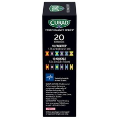 Curad Performance Series Fingertip and 20 Count (Pack of 1), Multi-color