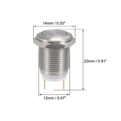 2 Pieces 12mm momentary push button switch Flat Head 3A 250V