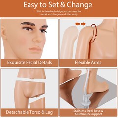 Adjustable Male Mannequin Full Body Realistic Mannequin Dress Forms for Shop