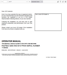 JCB FASTRAC 8280 AND 8310 Operators Owners Manual 9811-9750-02 PDF USB