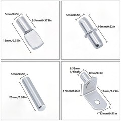 120Pcs Shelf Pins Kit,4 Styles Nickel Plated Shelf Support Pegs,Plated Shelf …
