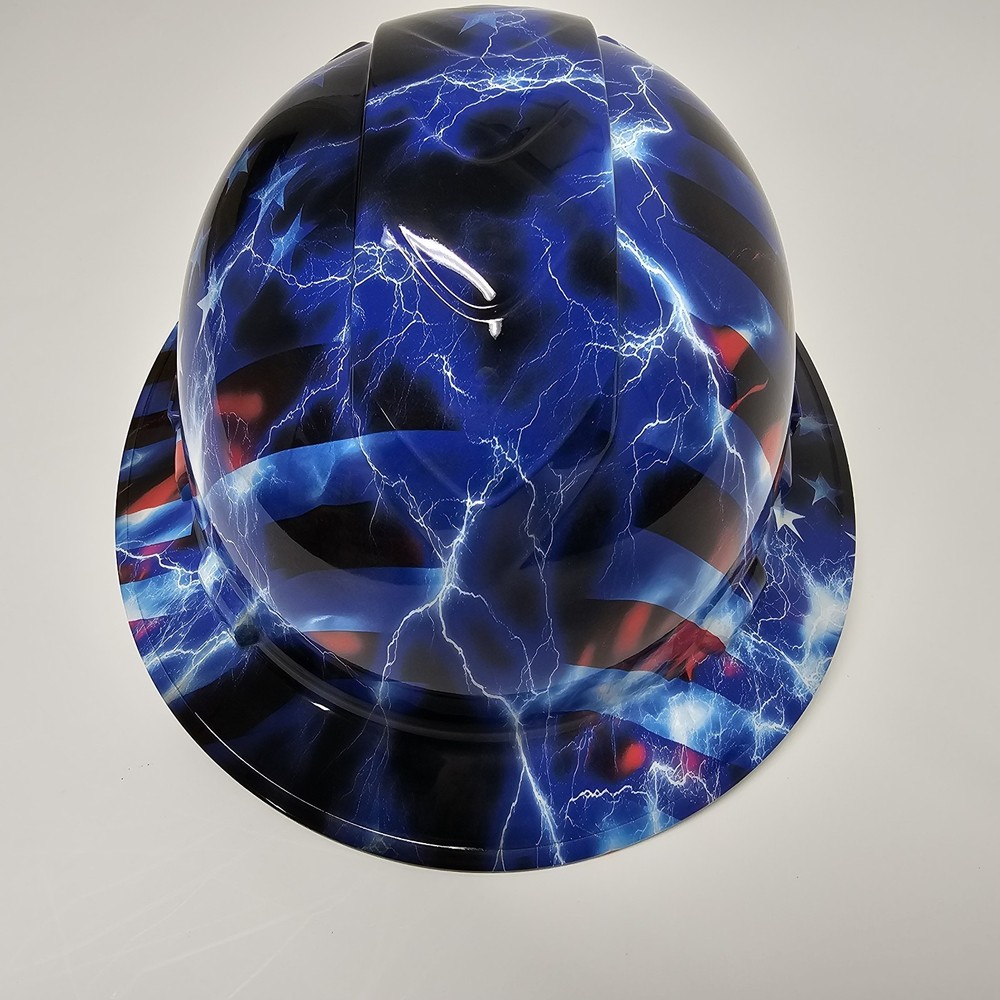 full brim VENTED hard hat custom hydro dipped IN AMERICAN THUNDER NEW VENTED