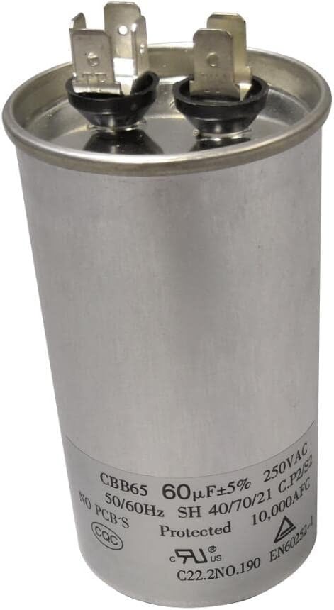 CBB65 250VAC 60uF Run Capacitor 60MFD MFD 250V AC SH B.P2/S2 50x90mm 40/70/21