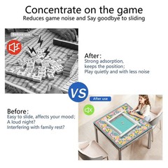 Blue Mahjong Mat for Table, 31.5 * 31.5in Anti Slip Lemon American Mahjong Ta…