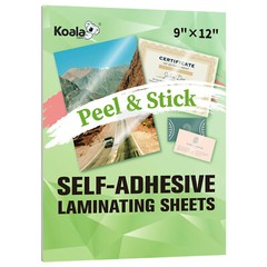 20 Koala Self-Adhesive Laminating Sheets 9 x 12 Clear Overlay No Machine Needed