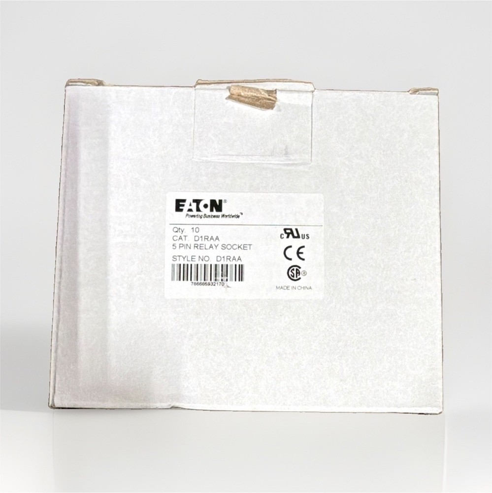 Eaton D1RAA 5-Pin Relay Socket DIN Rail Mount Screw Terminals 16 AWG Gray #44/7