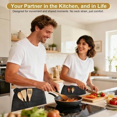 Black Server Aprons 2-Pack Adjustable Water Resistant Waist Half Pockets