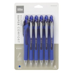 Office Depot Retractable Ballpoint Pens With Grip, Medium Point, 1.0 mm, Blue