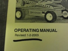 SkyJack SJII Series Scissor Lift Operating Book Manual 1-2-2003
