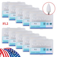 SANDENT Dental White Stone Polishing Burs FG Aluminum Oxide Flame Shape