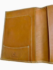 The J. Peterman Company Tan Leather Organizer Portfolio Cover Snap Closure