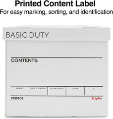 Corrugated File Box Lift off Lid, Letter/Legal Size, White/Black, 10/Pack