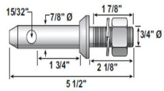 Draw Pin Lower Link Pin CAT . I 7/8″ dia 1 3/4″ length 5 1/2″ overall 0900105