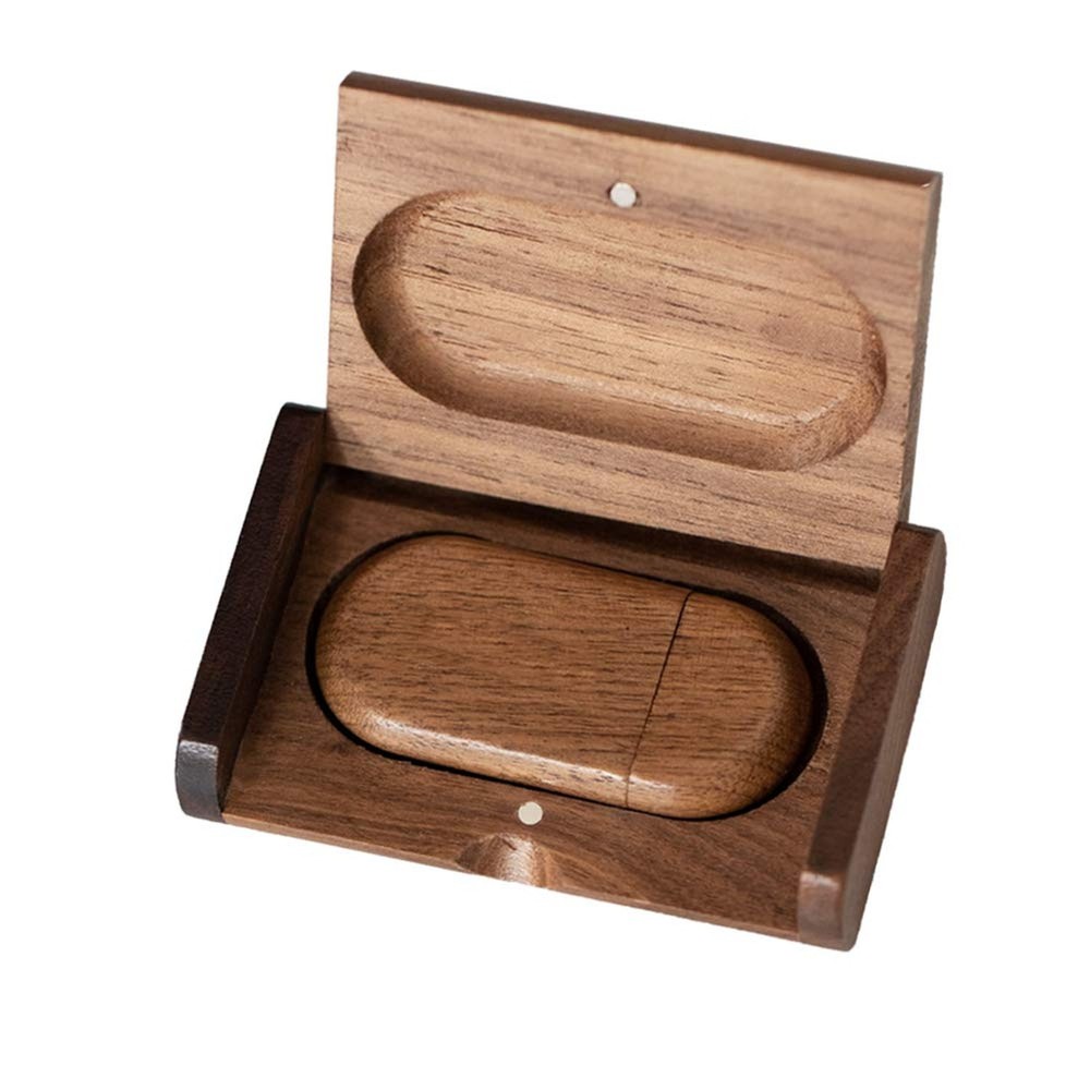 64GB USB3.0 Oval Wood Flash Drive Box, FEWINA Wooden USB Drive 64G USB 3.0 Su…