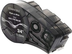 10PK For Brady BMP21 Label Cartridge M21-750-595-WT Black/White Vinyl 3/4″ x21′