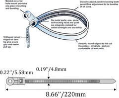 500Pcs Zip Ties Assorted Sizes Black Zip Ties with Screw Hole 100Pack 4/6/8/12 I