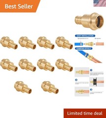 Pack of 10 1/2″ Copper Press X 1/2″ PEX Crimp Coupling Brass Adapter, for Cop…