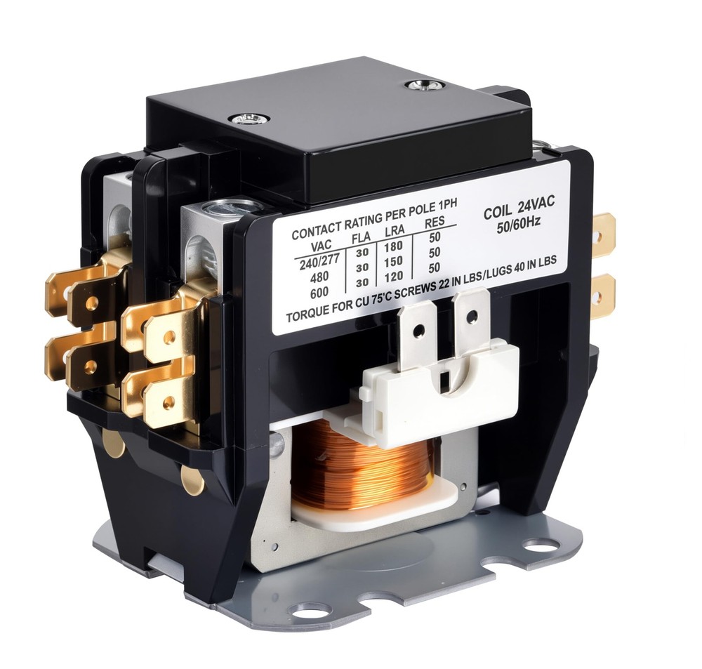 2 Pole 30 Amp 24VAC HVAC Contactor -Air Conditioner Condenser Compressor…