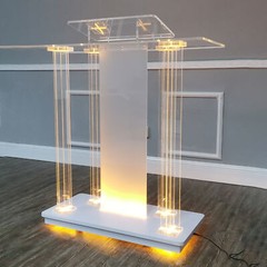 Lighted Clear Acrylic Led Podium Pulpit Wood Lectern Churches Synagogue Temple