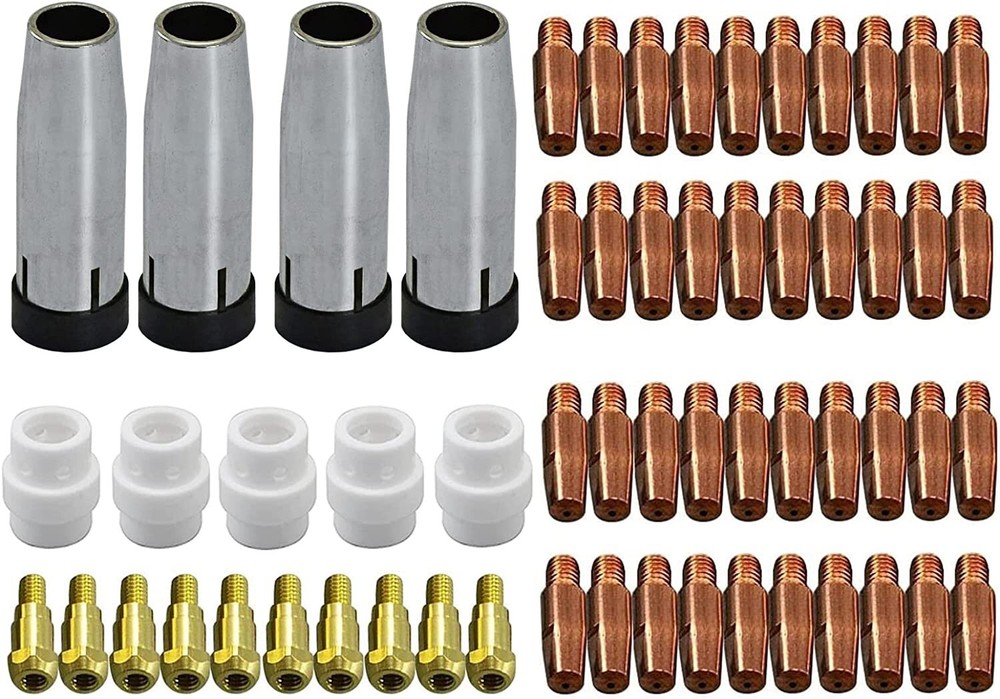 RIVERWELD 24KD MB24 MIG MAG CO2 Welding Torch Contact Tip .035″ Gas Nozzle 59pcs