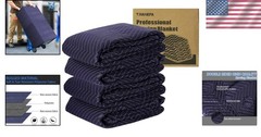 4 Pack Thick Moving Blankets 72″x40″ – Heavy Duty Quilted Protection in Blue