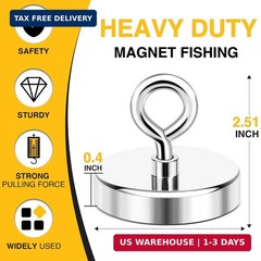 DIYMAG Super Strong Neodymium Fishing Magnets, 500 lbs(227 KG) Pulling Force Rar
