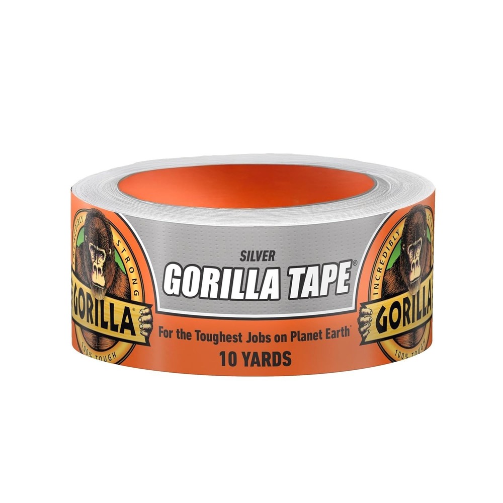 Gorilla 1.88 in x 10 yd Silver Duct Tape, Weather Resistant Heavy Duty Tape
