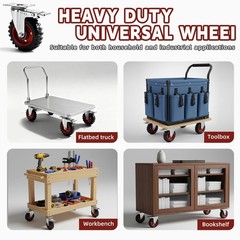 5 Inch Caster Wheels Heavy Duty with Dual-Lock Safety Brake and Rubber Tire W…