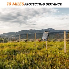 24 Hour Solar Electric Fence Charger, 10 Miles, Up to 10200v Output Black