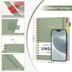 Undated Planner, Weekly and Monthly Calendar, 53 Weeks and 12 Months, A5 (6.3…