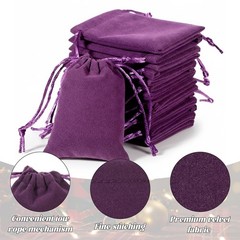 Exircy 15pcs Velvet Bags with Drawstrings, 3 x 4inch Purple Dice Bags Small V…