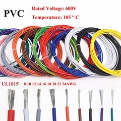 UL1015 PVC Electronic Cable 8~24AWG Flexible Stranded Hook-up Wire Tinned Copper