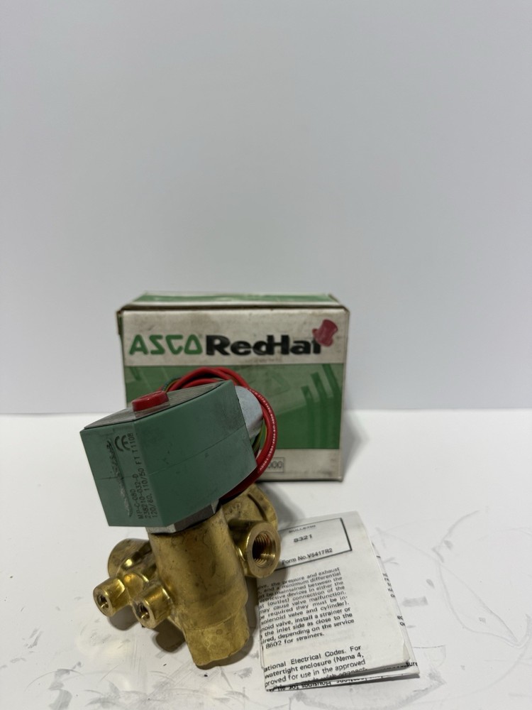 1/4” ASCO Brass 8321G001 Solenoid Valve 120/60 3W NC NEW OPEN BOX